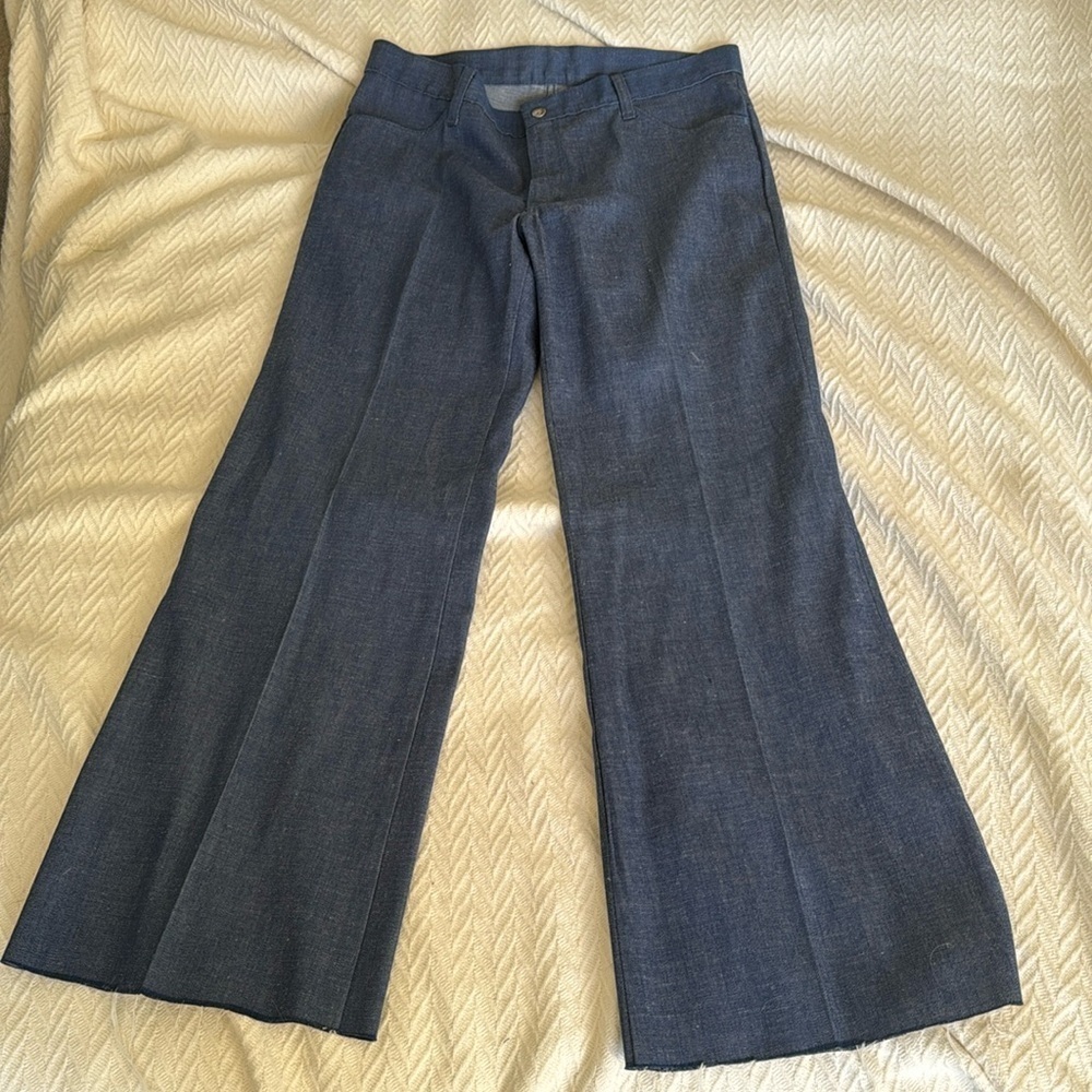 Vintage selvage denim jeans size 8 high rise wide straight leg crisp denim new